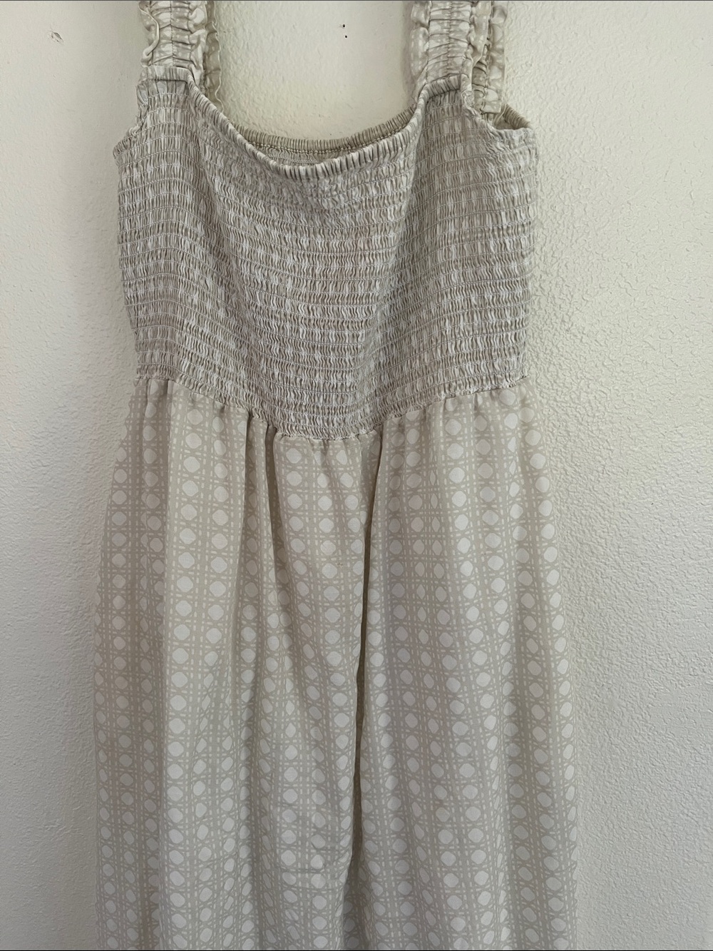 Spartina 449 Cream Smocked Maxi Dress with Ruffled Straps - Picture 3 of 7